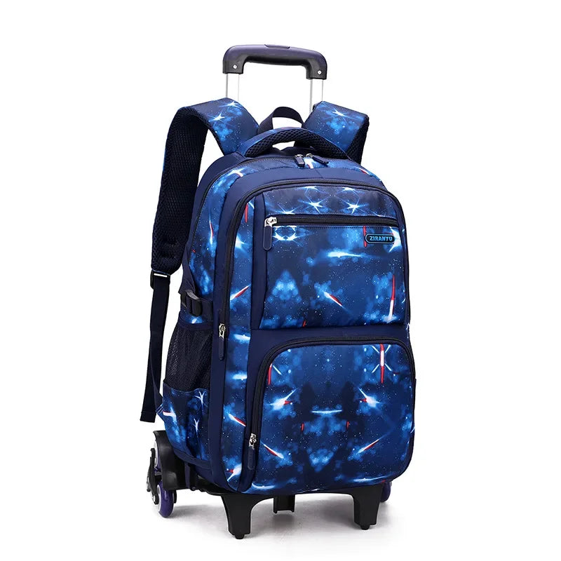 Sac à dos à roulettes garçon motif galaxie