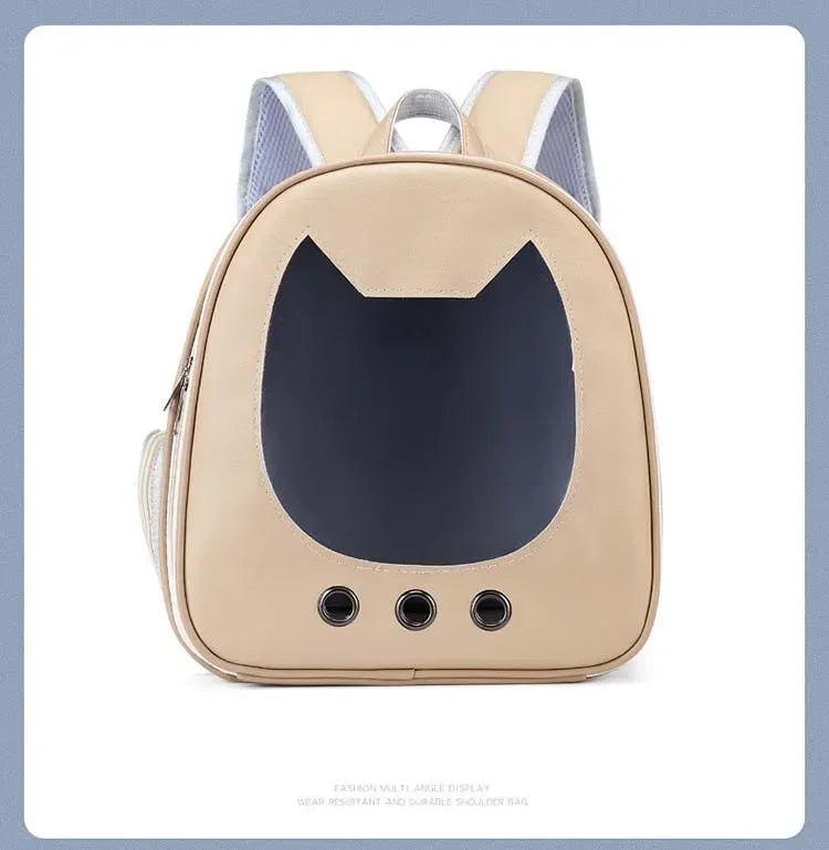 Sac à dos chat en similicuir avec fenêtre tête de chat