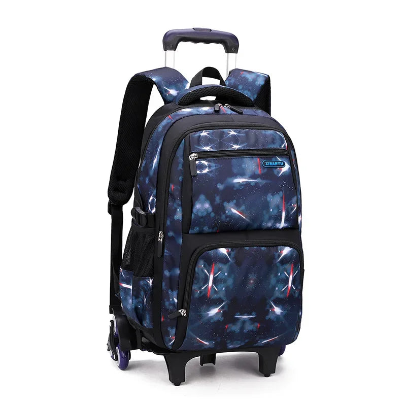 Sac à dos à roulettes garçon motif galaxie