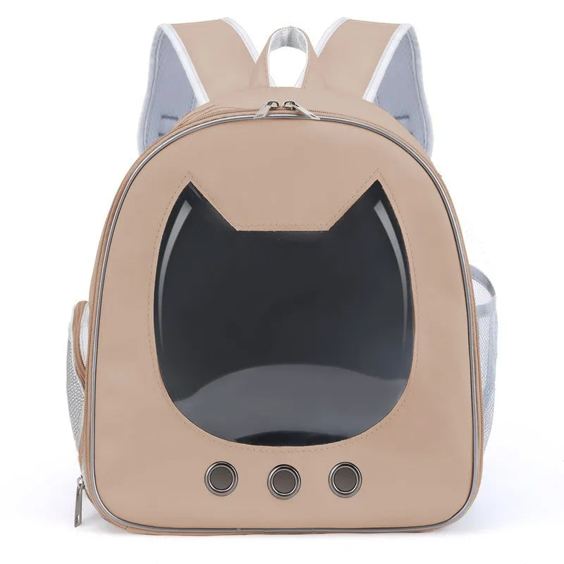 Sac à dos chat en similicuir avec fenêtre tête de chat