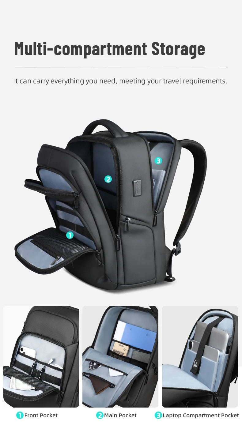 Sac à dos ordinateur 17.3 pouces en toile Oxford avec USB
