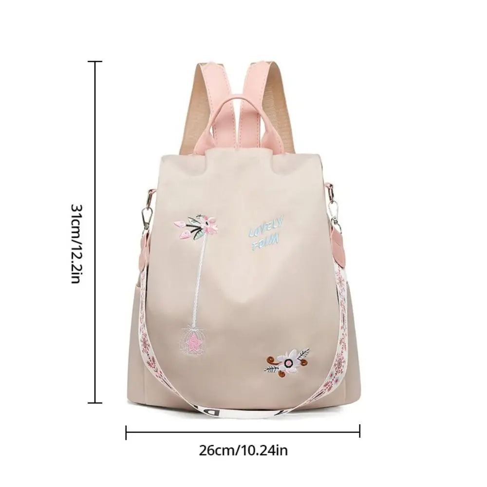 Sac à dos femme en toile Oxford à broderie florale