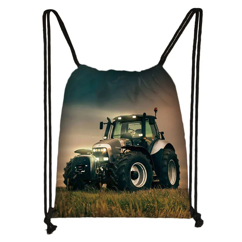Sac à dos toile motif tracteur enfant