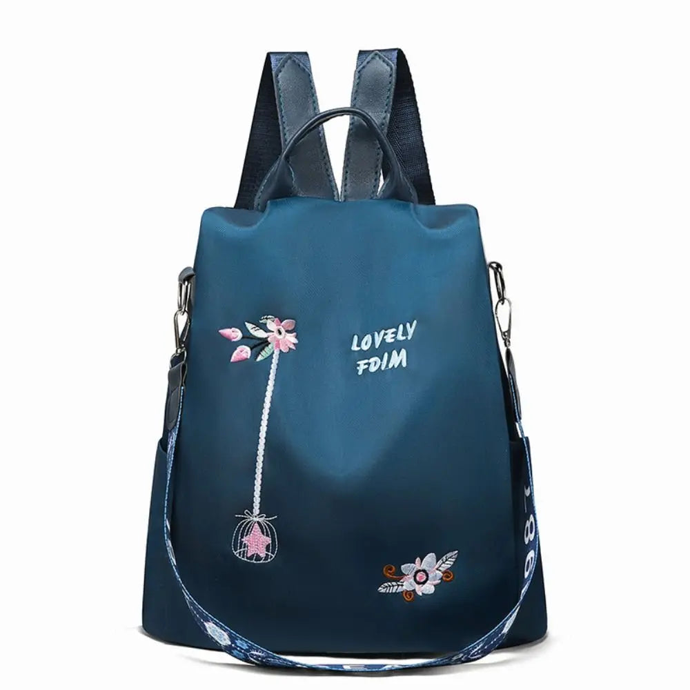 Sac à dos femme en toile Oxford à broderie florale
