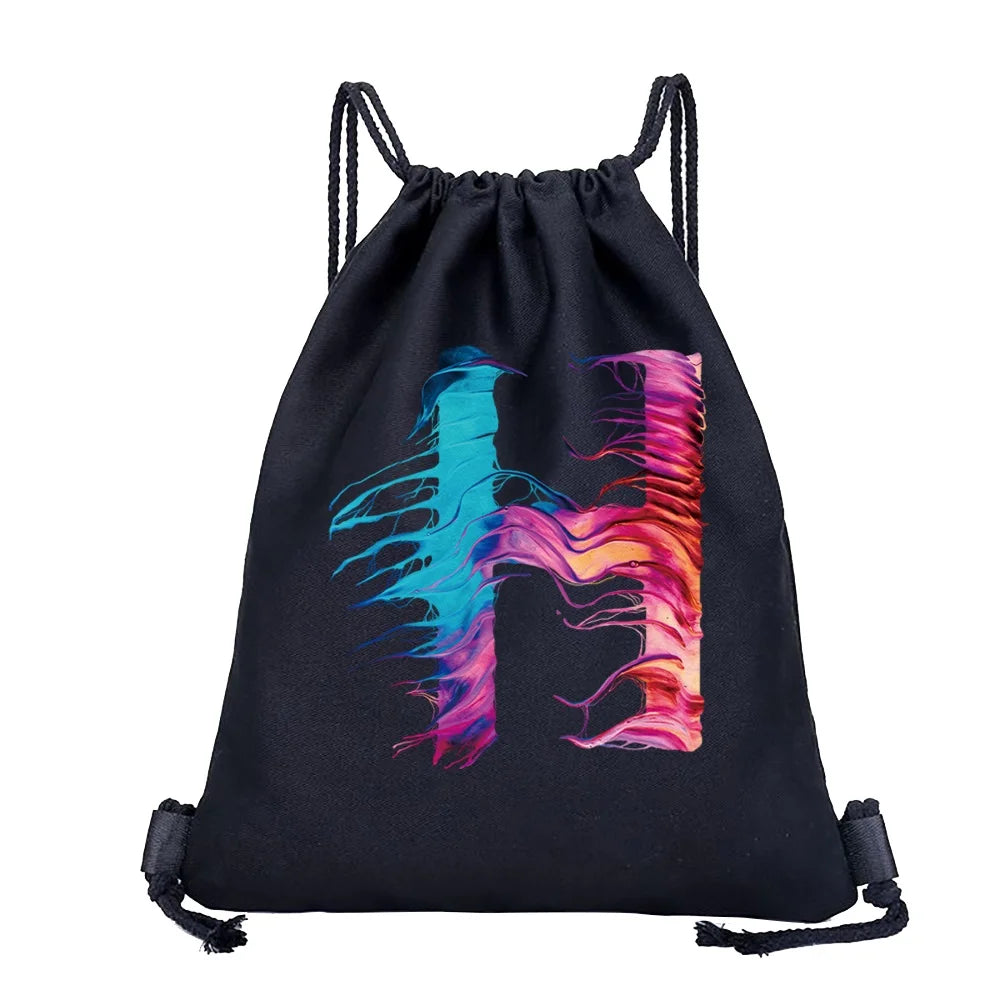 Sac à dos cordon de serrage à motif lettre colorée