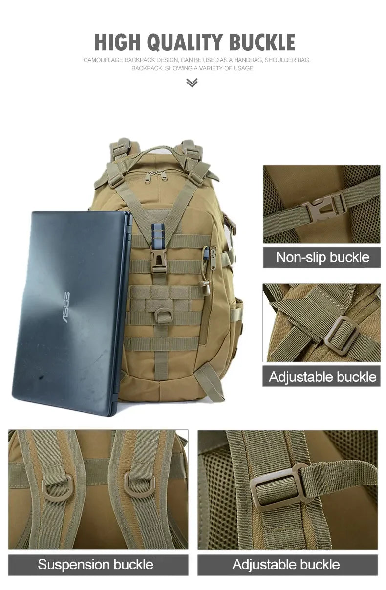 Sac à dos militaire 40L en nylon avec sangles molle
