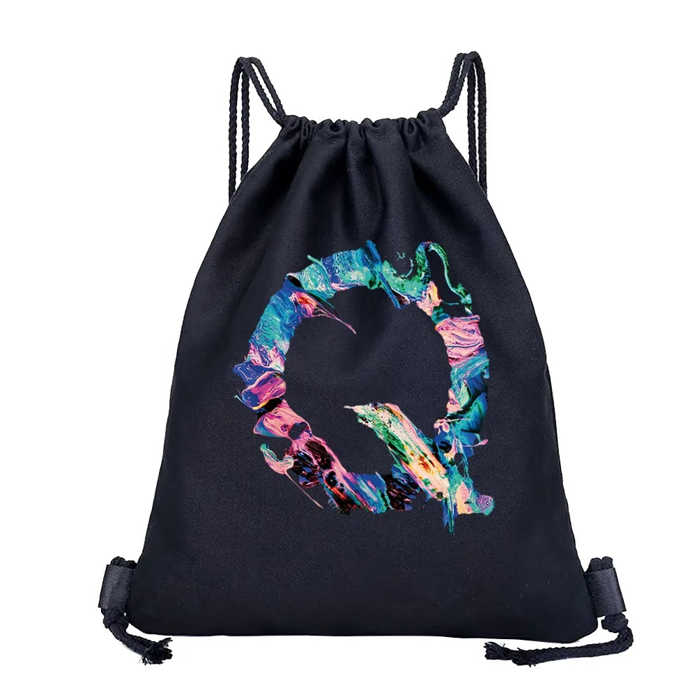 Sac à dos cordon de serrage à motif lettre colorée