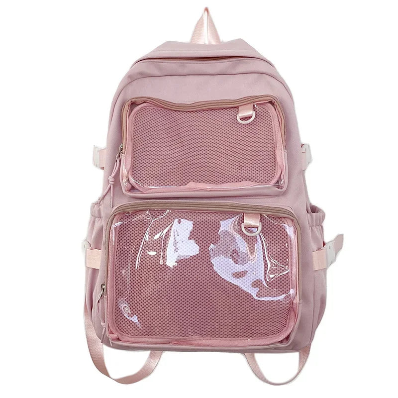 Sac à dos femme à poches frontales transparentes