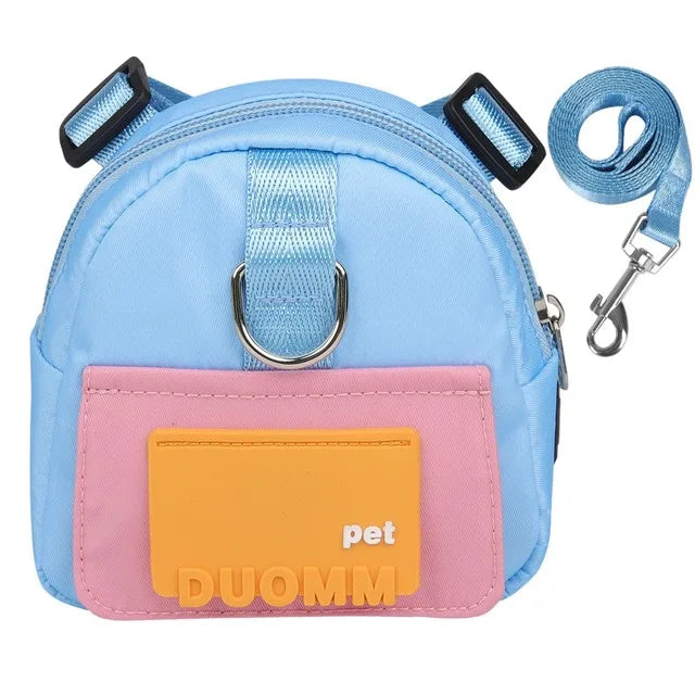 Sac à dos chien en nylon avec laisse assortie