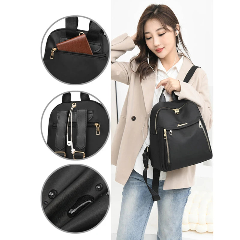 Sac à dos femme en toile Oxford noir
