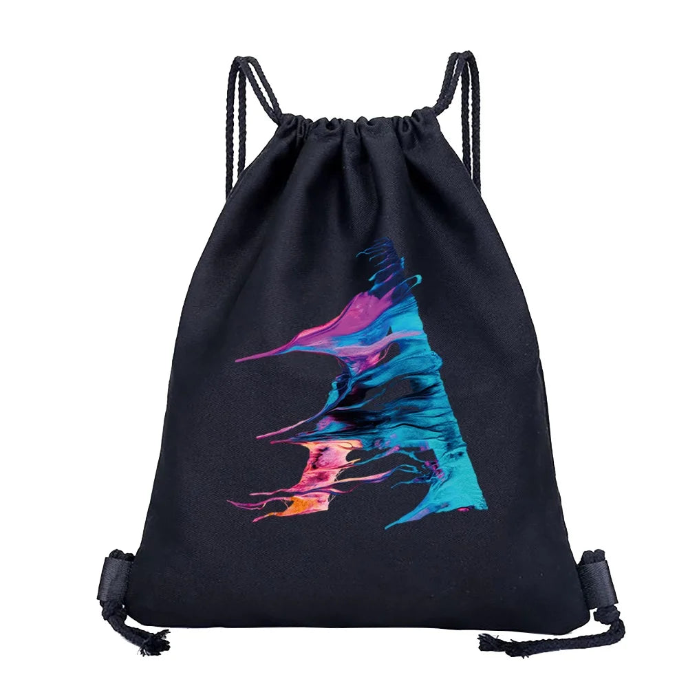 Sac à dos cordon de serrage à motif lettre colorée