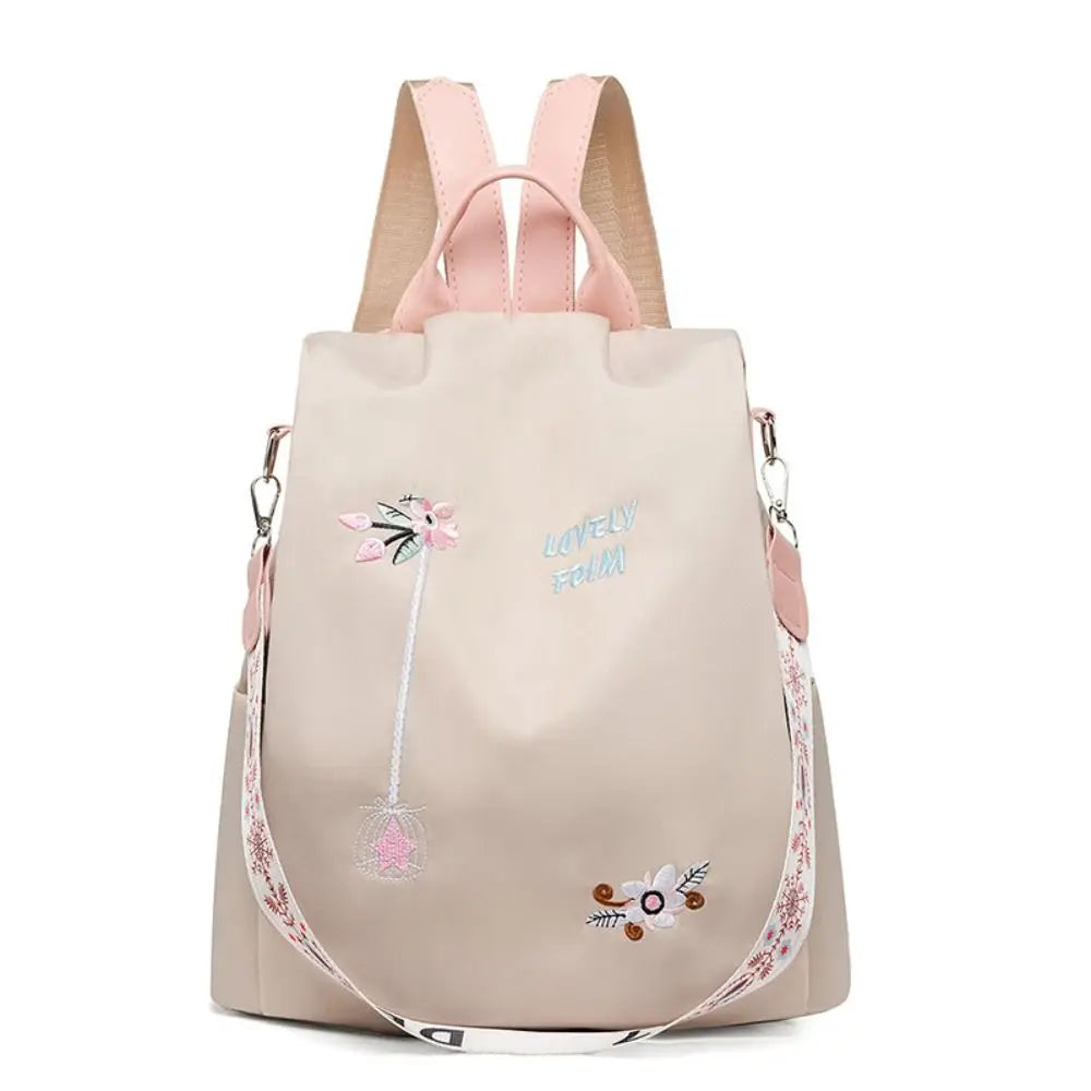Sac à dos femme en toile Oxford à broderie florale