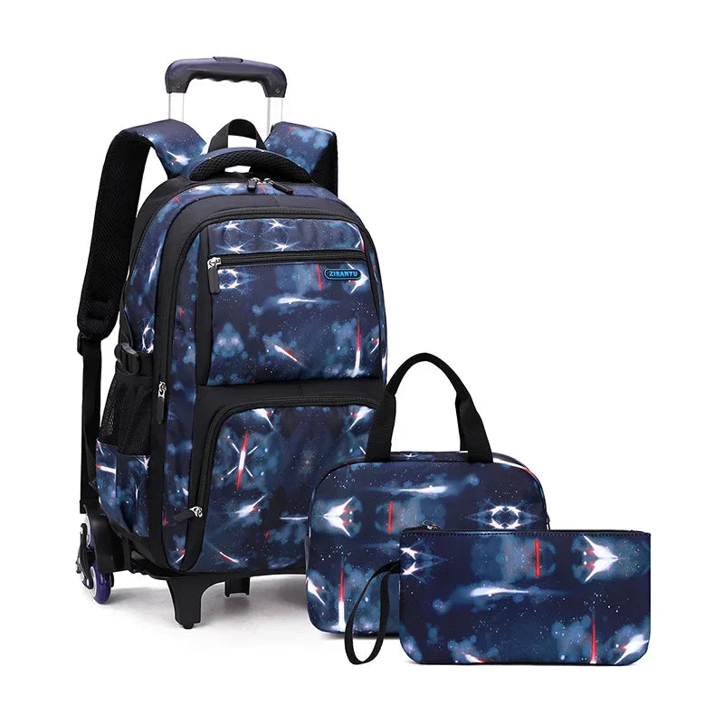 Sac à dos à roulettes garçon motif galaxie