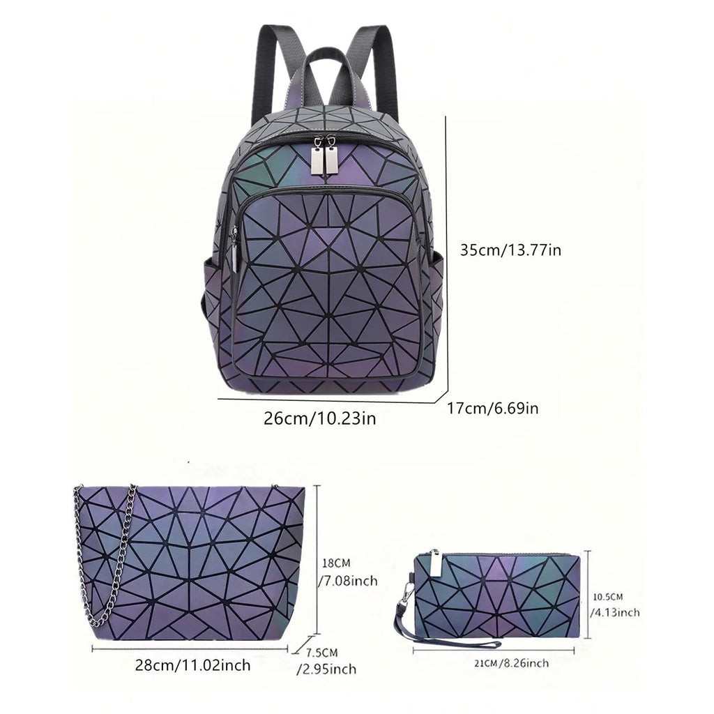 Sac à dos femme en PVC holographique motif géométrique