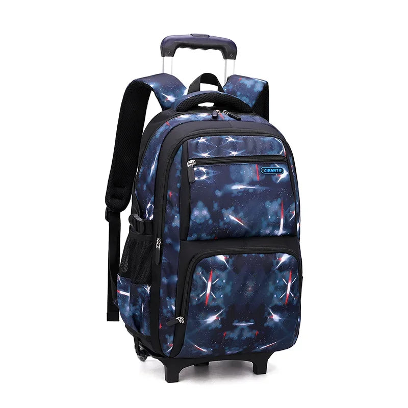 Sac à dos à roulettes garçon motif galaxie