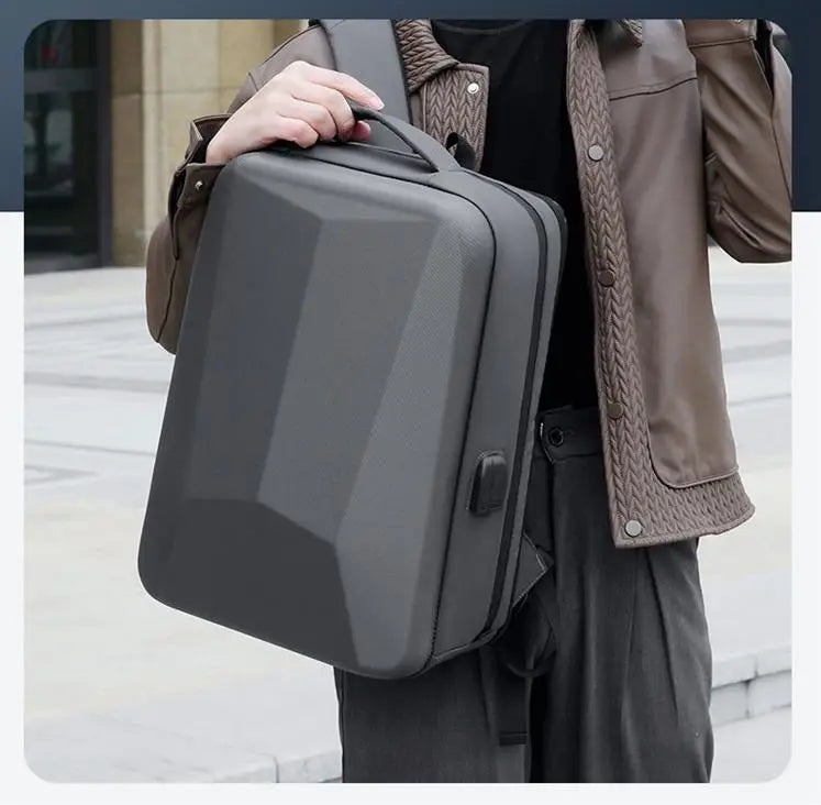 Sac à dos homme coque rigide anti-vol avec port USB