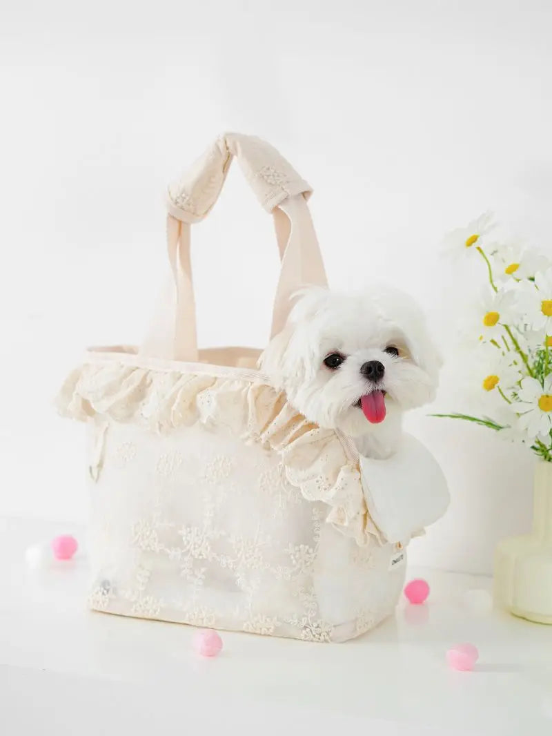 Sac de transport pour chien en dentelle florale