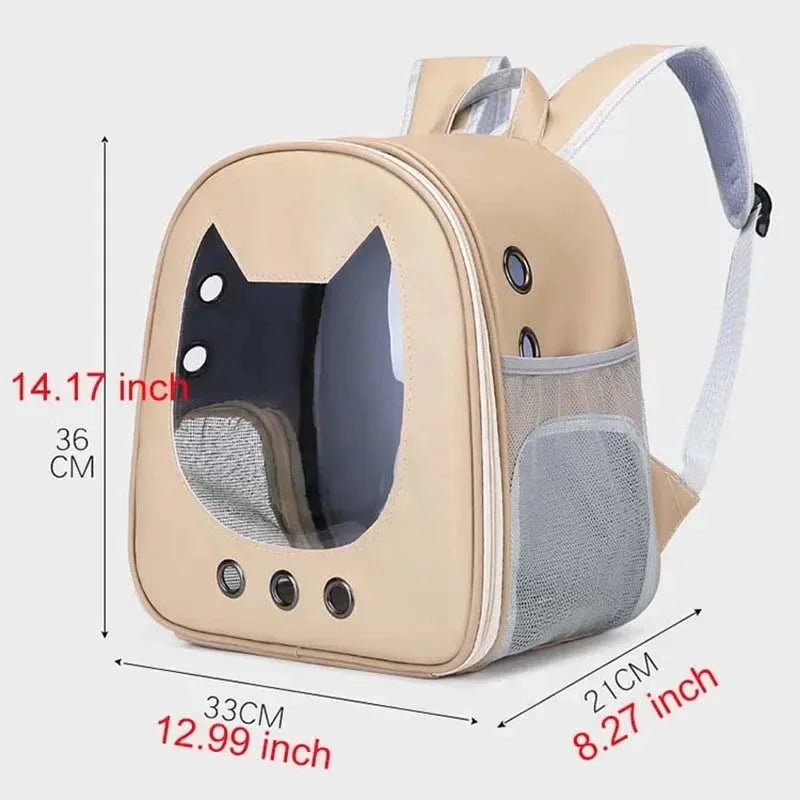 Sac à dos chat en similicuir avec fenêtre tête de chat