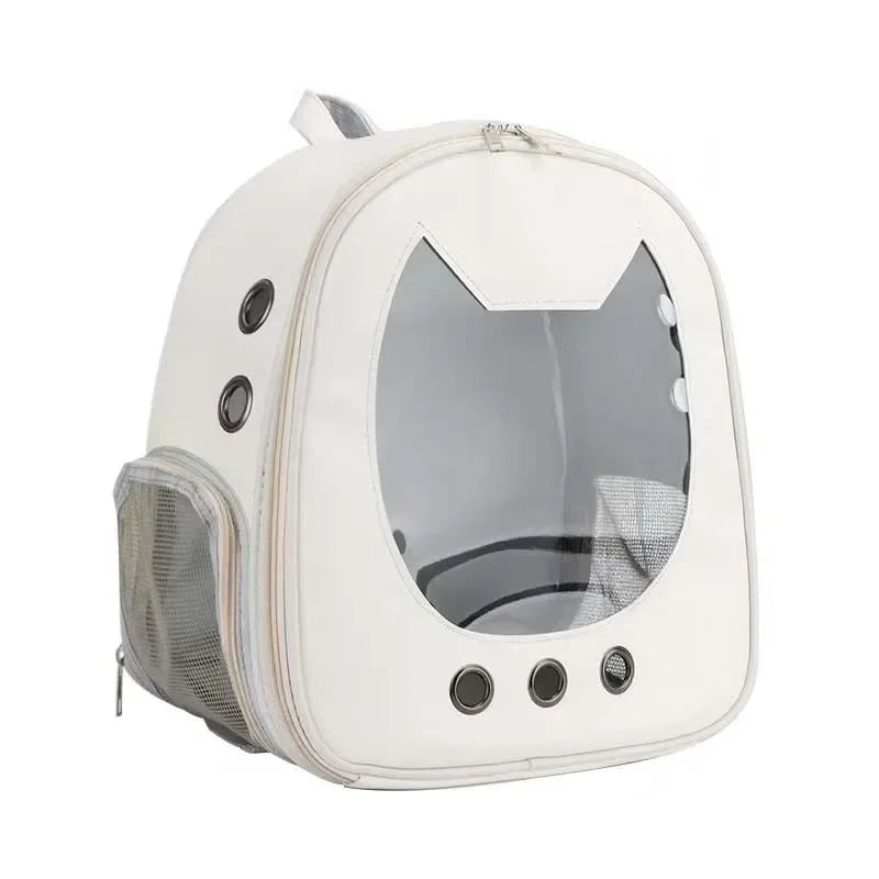 Sac à dos chat en similicuir avec fenêtre tête de chat