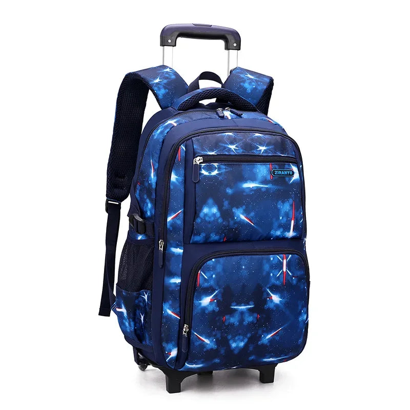 Sac à dos à roulettes garçon motif galaxie