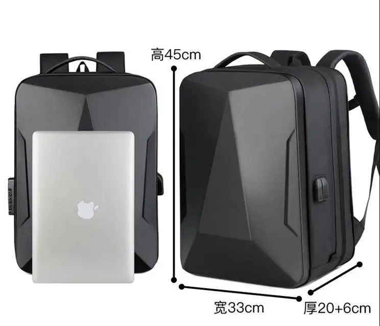 Sac à dos homme coque rigide anti-vol avec port USB