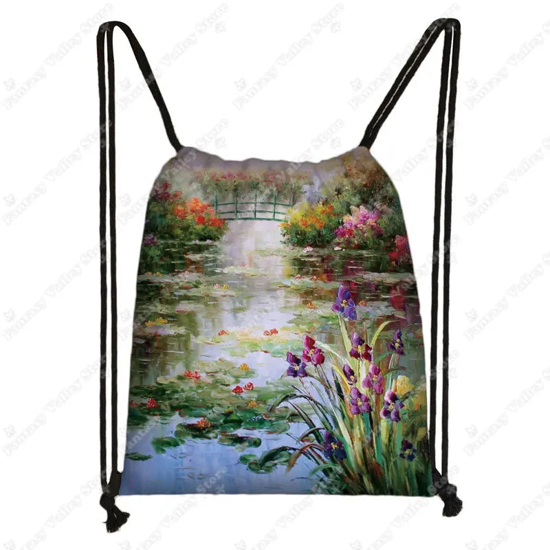 Sac à dos cordon toile motifs tableaux célèbres