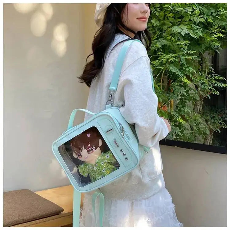 Sac à dos femme à poche transparente et broderies
