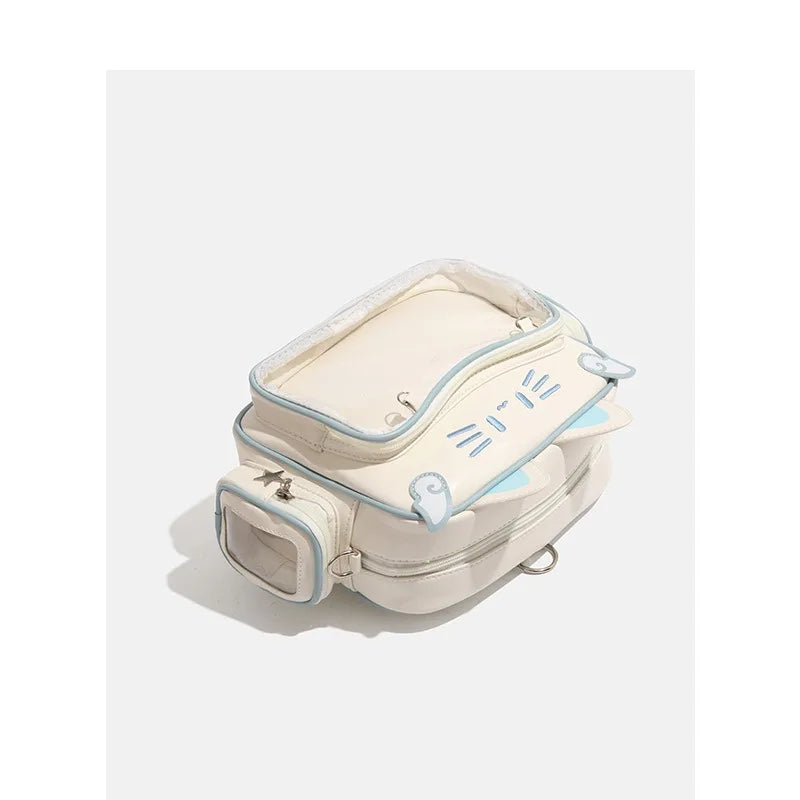 Sac à dos femme chat en similicuir brodé