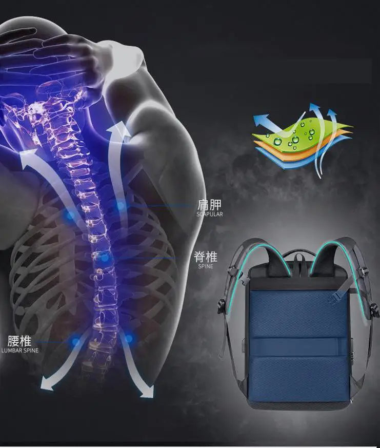 Sac à dos homme coque rigide anti-vol avec port USB