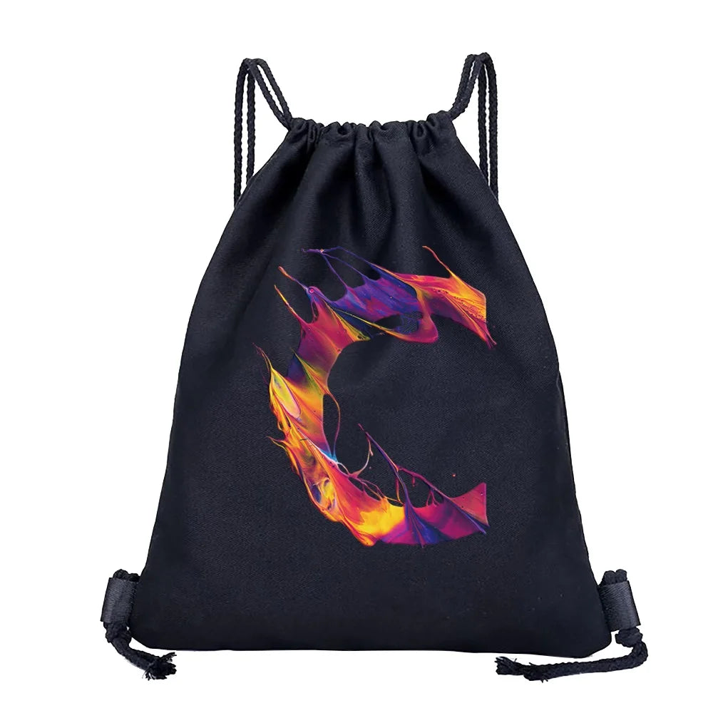 Sac à dos cordon de serrage à motif lettre colorée