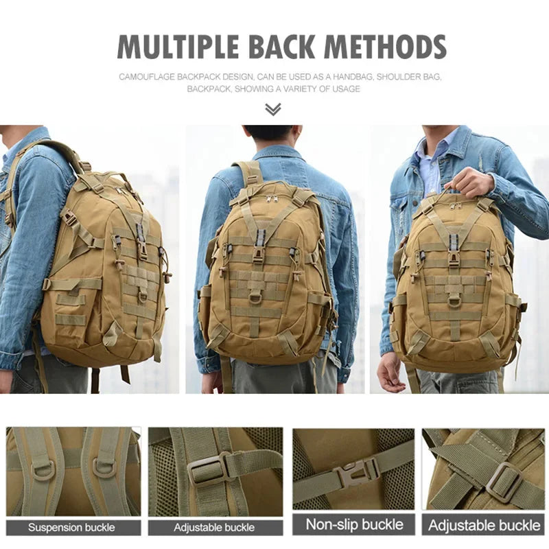 Sac à dos militaire 40L en nylon avec sangles molle