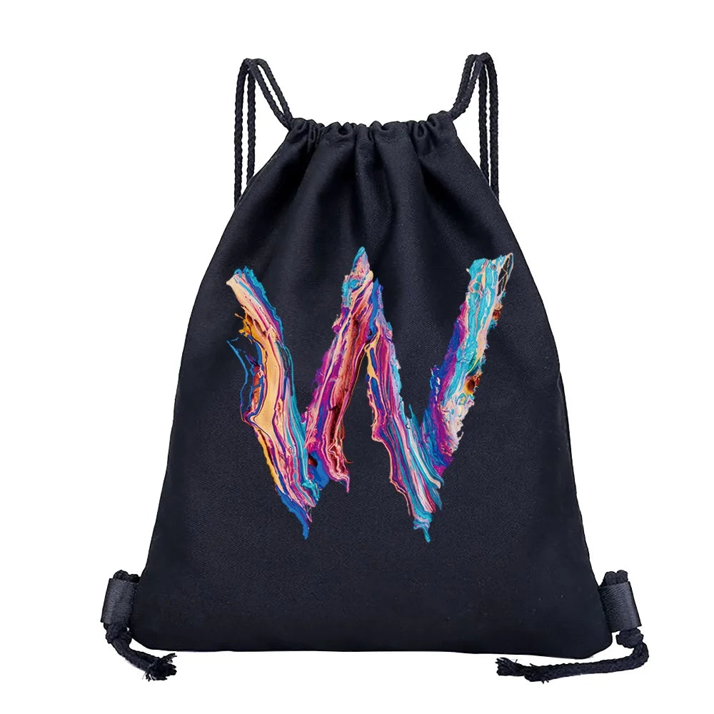 Sac à dos cordon de serrage à motif lettre colorée