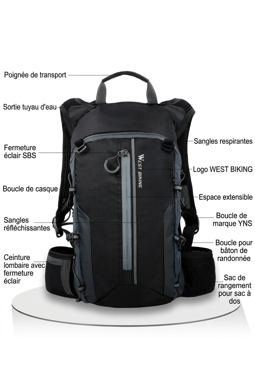 Sac à dos vélo avec porte-bidon en polyester