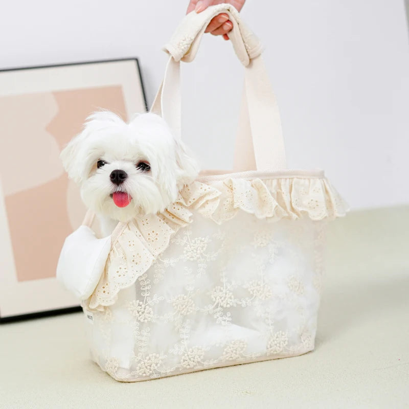 Sac de transport pour chien en dentelle florale