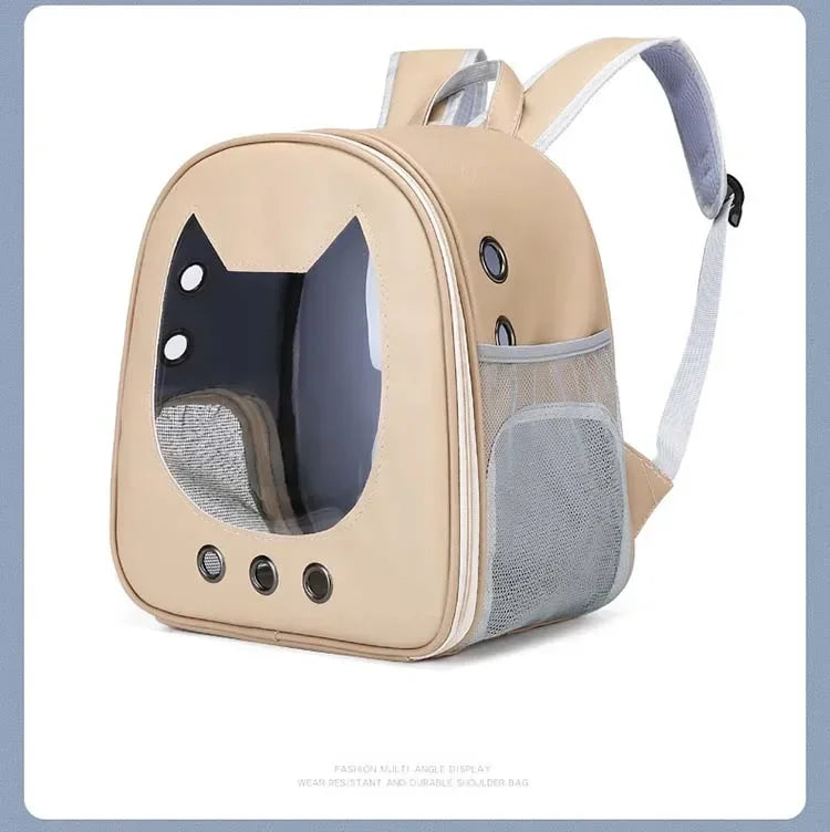 Sac à dos chat en similicuir avec fenêtre tête de chat