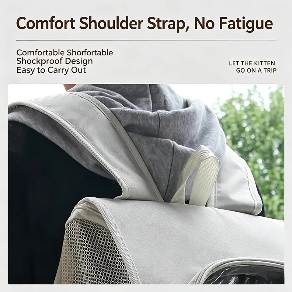 Sac à dos chat en toile oxford avec fenêtre transparente