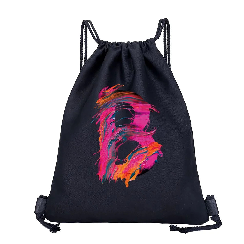 Sac à dos cordon de serrage à motif lettre colorée
