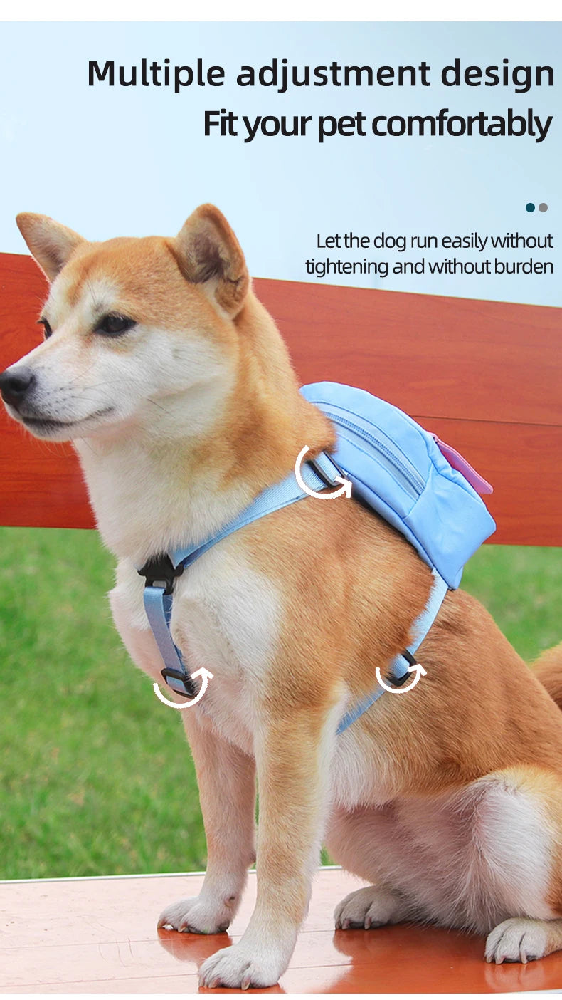 Sac à dos chien en nylon avec laisse assortie