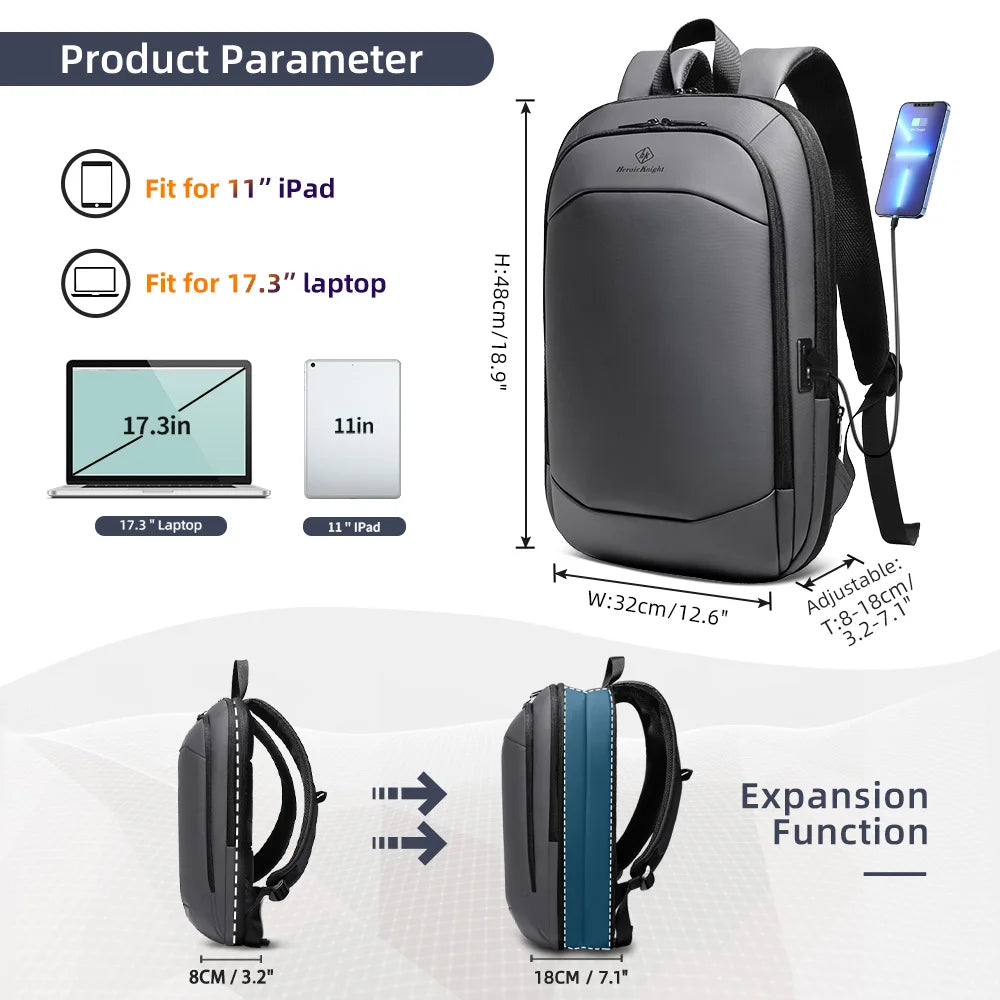 Sac à dos ordinateur portable 17 pouces avec port USB