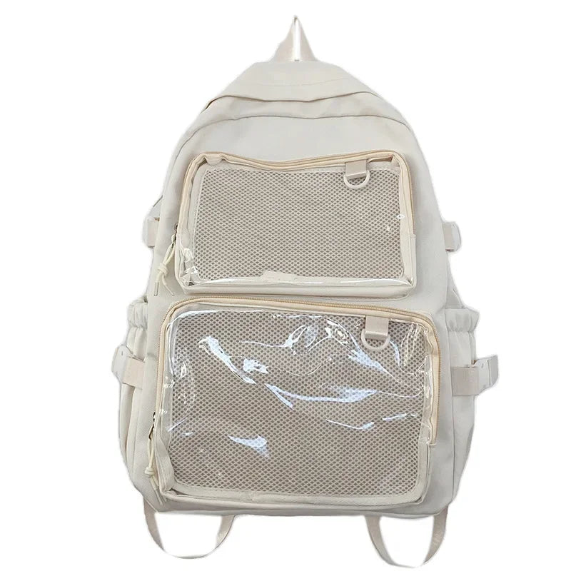 Sac à dos femme à poches frontales transparentes