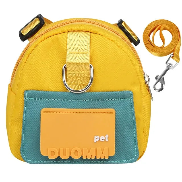 Sac à dos chien en nylon avec laisse assortie