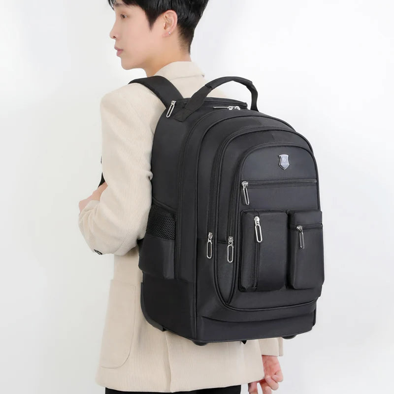Sac à dos homme à roulettes en toile Oxford