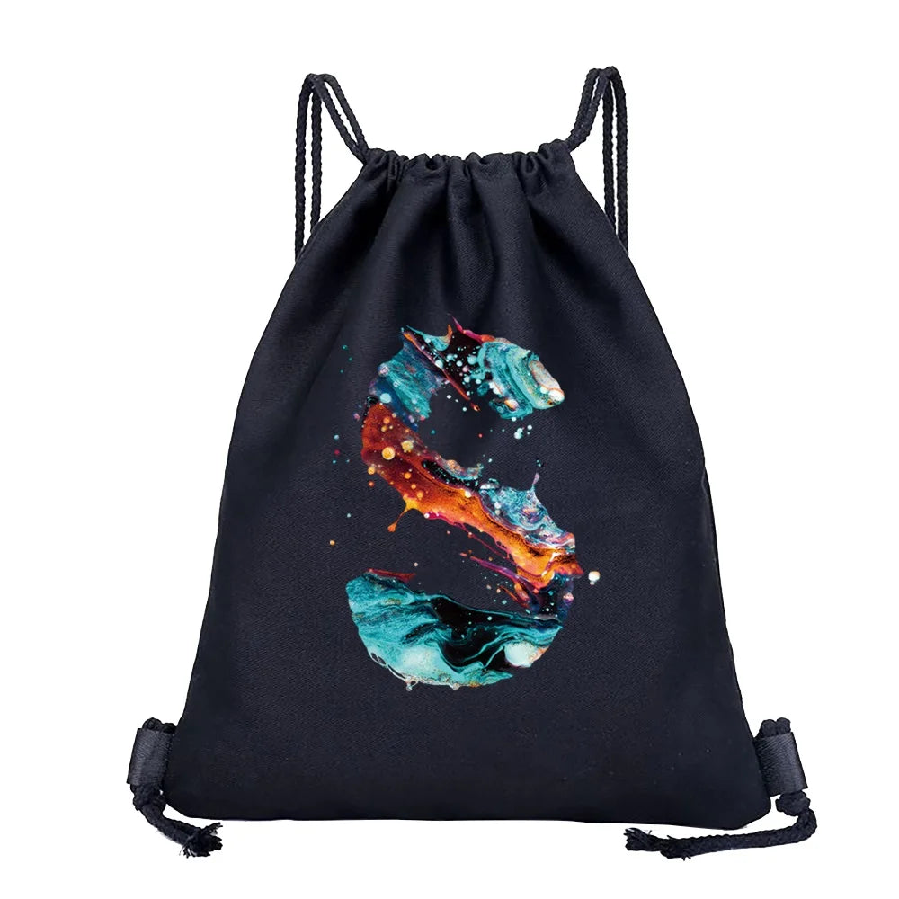 Sac à dos cordon de serrage à motif lettre colorée