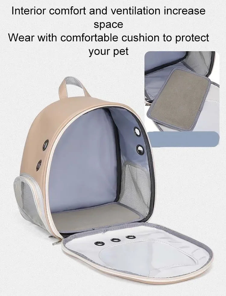 Sac à dos chat en similicuir avec fenêtre tête de chat