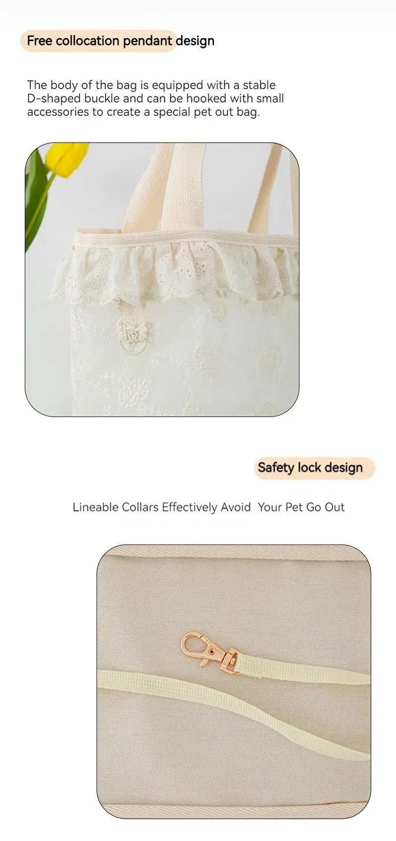 Sac de transport pour chien en dentelle florale