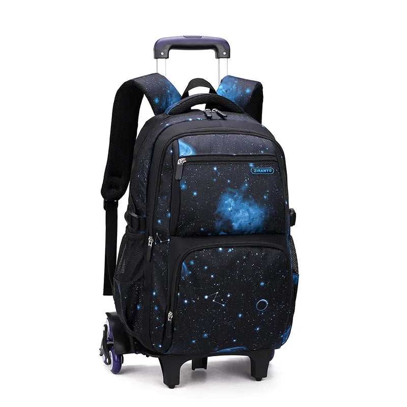 Sac à dos à roulettes garçon motif galaxie