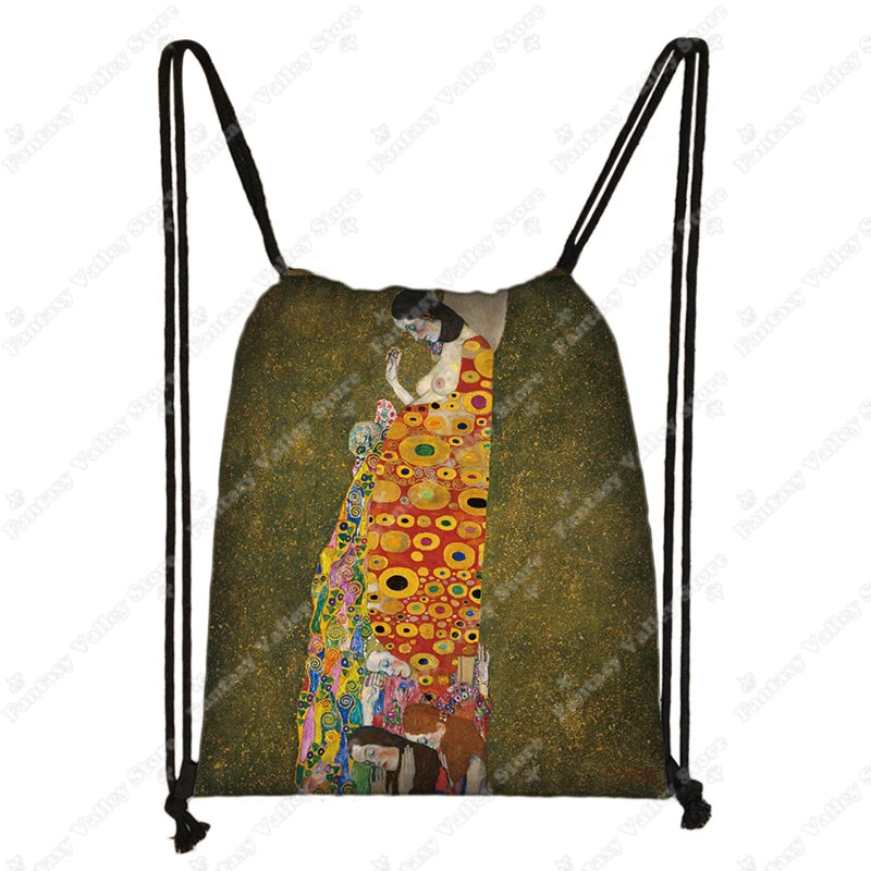 Sac à dos cordon toile motifs tableaux célèbres
