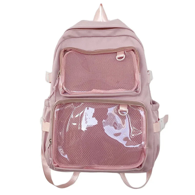 Sac à dos femme à poches frontales transparentes