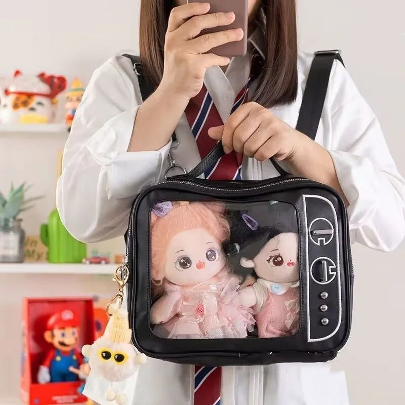 Sac à dos femme à poche transparente et broderies