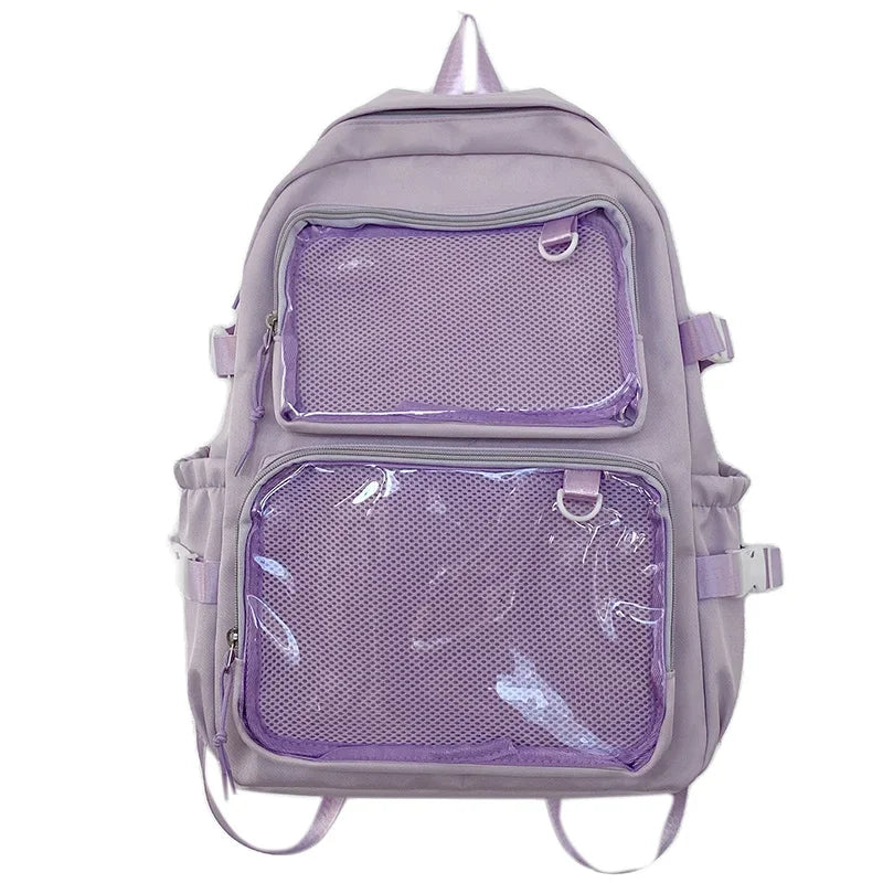 Sac à dos femme à poches frontales transparentes